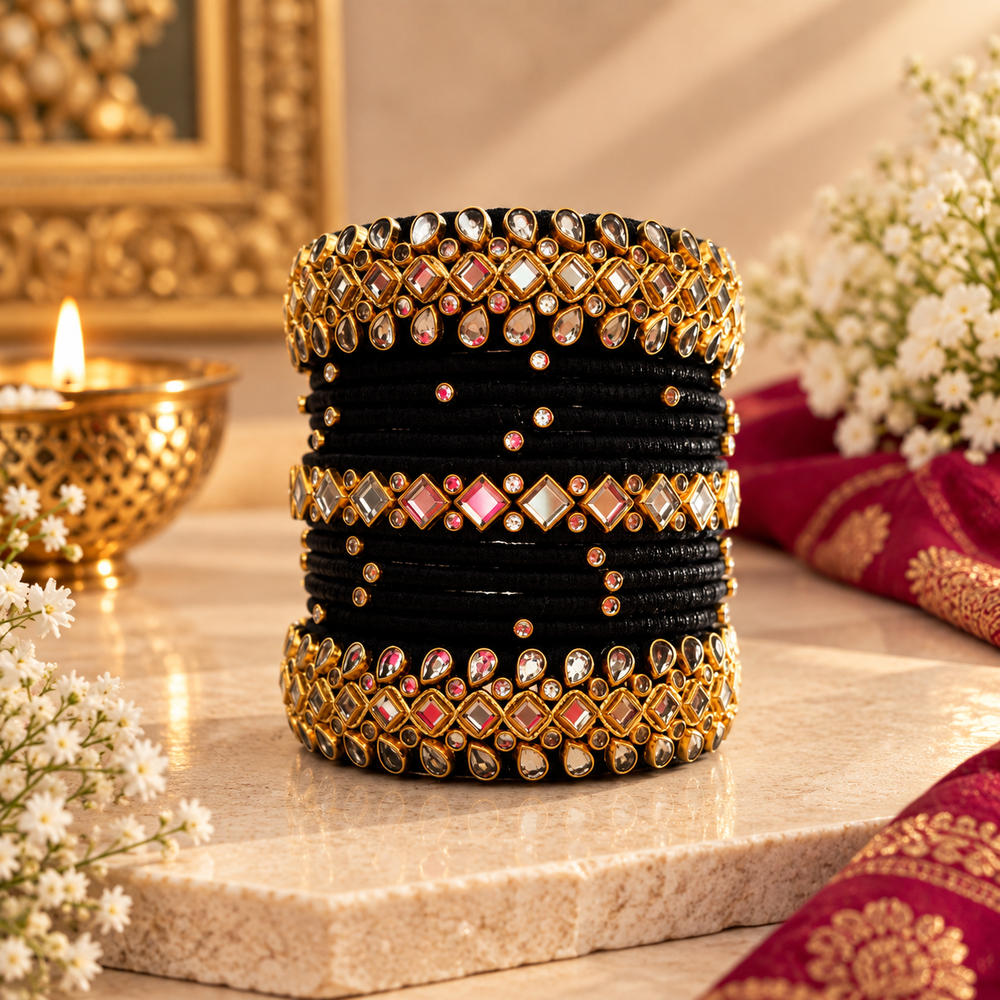 Regal Black & Gold Statement Bangle
