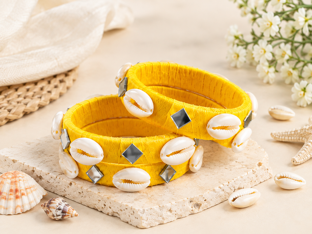 Sunshine Yellow Cowrie Shell Bangles