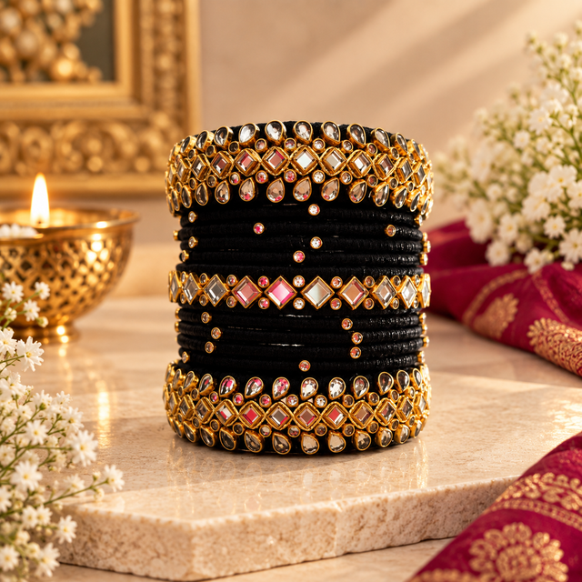 Regal Black & Gold Statement Bangle