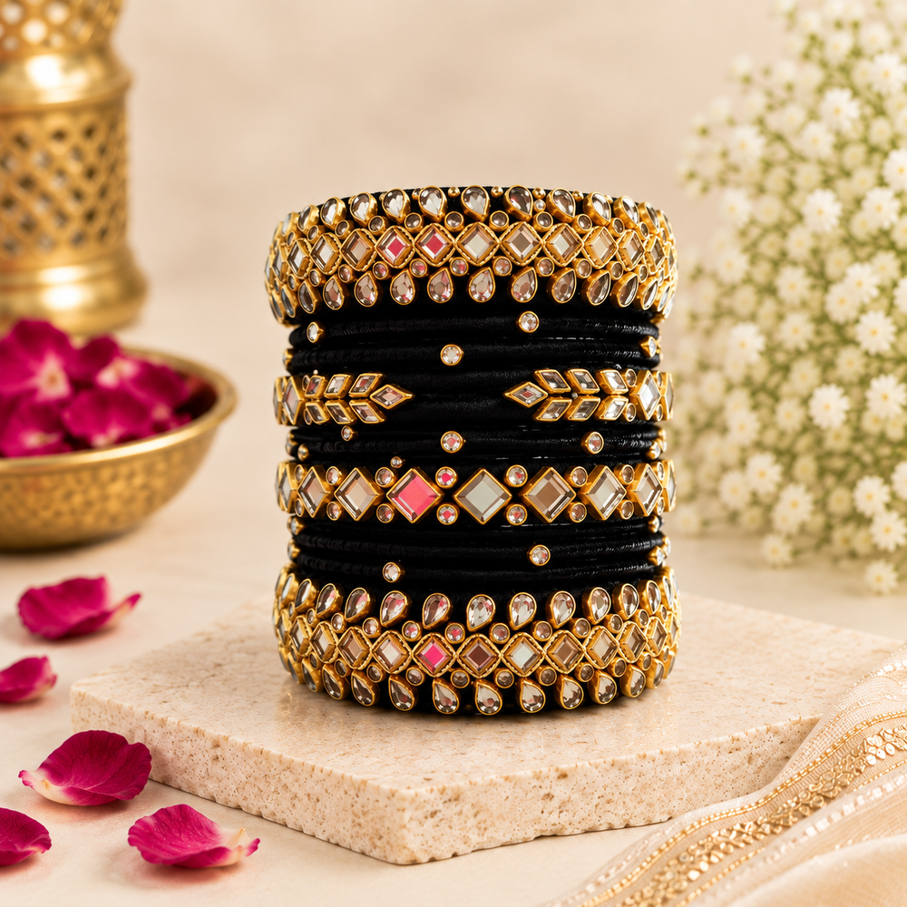 Royal Gemstone Black Bangle