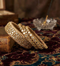 Golden Glamour Mirror-Work Silk Bangle Set