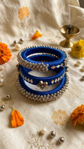 Sapphire Silver Charm Bangle
